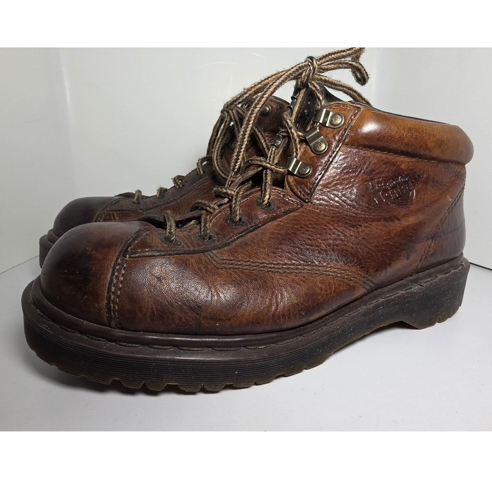 Dr. Martens 8287 Brown Leather Work Boots Made in England Mens 10 VTG 1990s Y2K